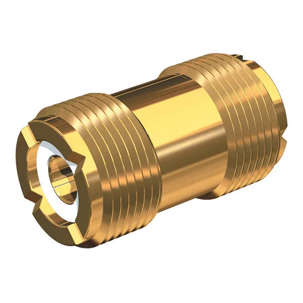 PL-258-G – SHAKESPEARE Antenna Cable Connector, Barrel Connector Gold Plated Brass Single For Use With PL-259 Ended C...